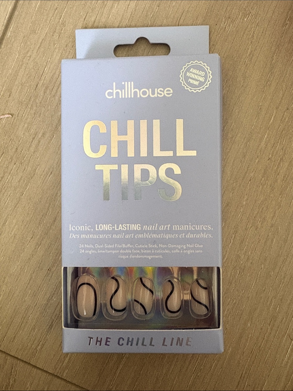 Hill House Chill Tips Nude Press-On Nails with Black Swirl